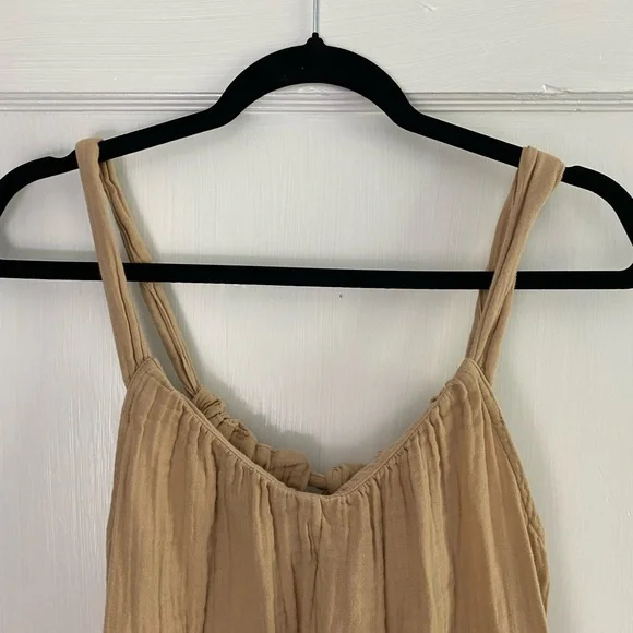OLD NAVY Elegant Tan Sleeveless Muslin Maxi Sun Dress Women’s Sz Small - Picture 6 of 9